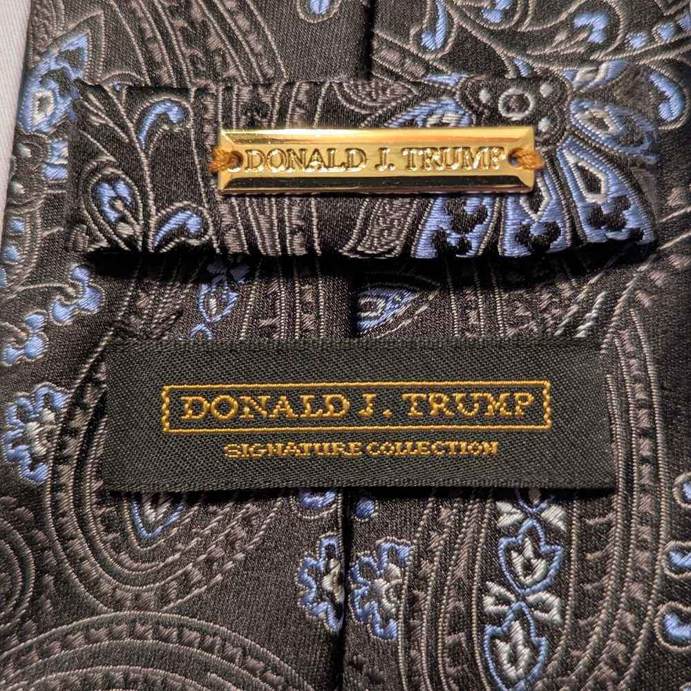 Donald J. Trump Black and Blue Paisley Tie